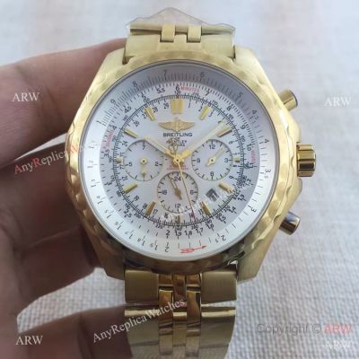 Replica Breitling Bentley Motors White Dial Yellow Gold AAA Quality